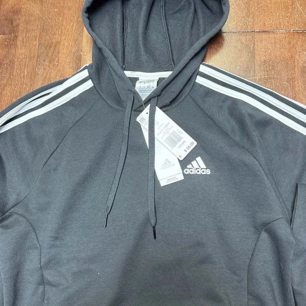 Adidas Mens Essentials Fleece 3-Stripes Hoodie with Front‎ Pocket Size Small $55